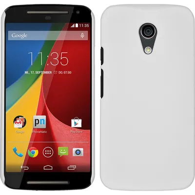 Produktbild von PhoneNatic Case kompatibel mit Motorola Moto G 2014 2. Generation - Hülle weiß gummiert Hard-case + 2 Schutzfolien