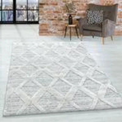 Produktbild von Homebyhome Teppich Wohnzimmer Hoch-Tief Effekt 3D Optik Skandinavische Boho Design Elegante Hochflor Teppich Flauschig, Grösse: 80x150 cm