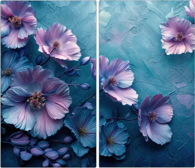Produktbild von Spritzschutz Herdabdeckplatte Schneidebrett aus Glas Blumenmuster 2-Teilig (60x52cm)