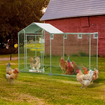 Produktbild von YZNAHRE 2x1m Hühnerstall Metall Freilaufgehege Kaninchen mit Sonnenschutz Dach,Tür & Riegel Stabil Hühnerhaus Freigehege Kleintiergehege