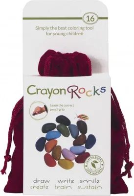 Productafbeelding van Crayon Rocks waskrijtjes, rode fluwelen zak - 16 kleuren, ergonomisch ontwerp