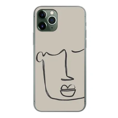 Produktbild von MuchoWow® Handyhülle Schutzhülle Hülle für iPhone 11 Pro Gesicht - Abstrakt - Strichzeichnung Silikon Softcase Handy Hülle - Handy