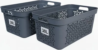 Produktbild von Plastard Wäschekorb 2er Set 30 Liter Blau aus Kunststoff mit Griffen