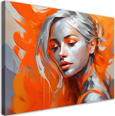 Produktbild von Leinwandbild Frau Glamour Orange 60x40 Feeby Orange bild für die wand bereit zum aufhängen
