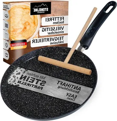 Obrázek produktu pro Pánev na palačinky – Pánev na crêpes – Na pečení palačinek – Povrch s nepřilnavým povlakem – 25 cm – Černá
