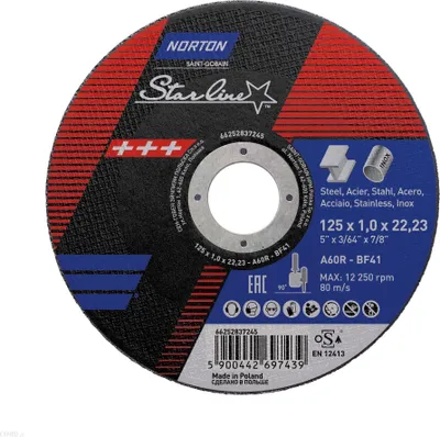 Obrázok produktu pre Norton Clipper rezný kotúč kovový 125x1,0x22,23 mm A60S STARLINE 66252837245
