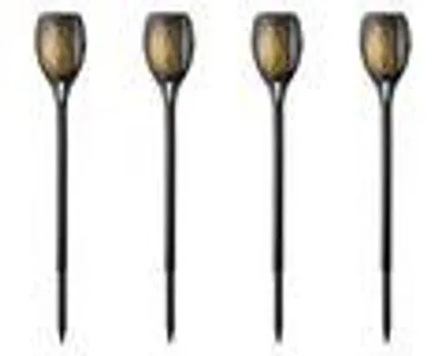 Produktbild von LED Solar Beleuchtung Flammeneffekt 61cm Kunststoff  Warmweiß 4er Set
