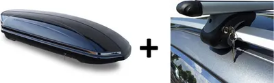 Produktbild von Skibox Dachbox schwarz VDP-MAA460G großer Dachkoffer kompatibel mit Ski 460 Liter abschließbar + Alu-Relingträger Dachgepäckträger für Mercedes M-Klasse W163 98-05