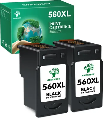 Produktbild von Greensky 560xl Druckerpatronen Kompatibel für Canon PG-560 XL - Canon Pixma TS 5350 TS 7450 TS 5351 TS 5352 TS 5353 TS 7451 (2 Schwarz)