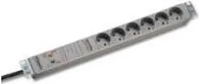 Image de bâti de prises 19" 1U, 6 x contact de protection avec ÜSS + filtre d'alimentation, gris Fabricant : Bachmann (691689)