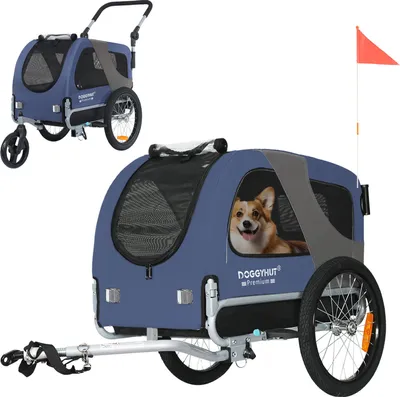 Produktbild von DOGGYHUT® Premium MEDIUM Hundefahrradanhänger & Jogger 2in1 Fahrradanhänger
