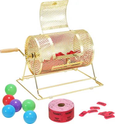 Produktbild von VEVOR Lostrommel Glückskind 3500 Lose oder 100 Tombola-Kugeln Fassungsvermögen, Professioneller Los-Drehkäfig aus Metall, Lotterie-Drehscheibe, Losbox für Lotteriespiele Golden