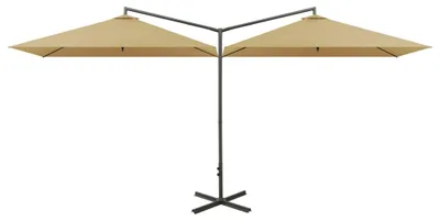 Obrázek produktu pro vidaXL Dvojitý slunečník s ocelovou tyčí 600x300 cm Taupe