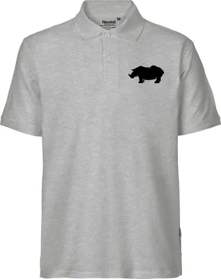 Produktbild von Huuraa Herren Polo Shirt Nashorn Silhouette S Sport Grey Bio Baumwolle Fairtrade Poloshirt Geschenkidee