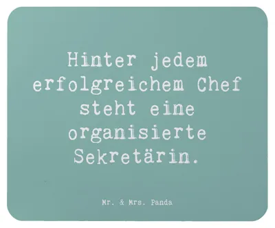 Produktbild von Mr. & Mrs. Panda Mouse Pad Spruch Sekretärin Erfolg - Meeresbrise - Geschenk, Arbeitsatmosphäre, Beruf, handgefertigte Geschenke, Organisationstalent, Sekretariat