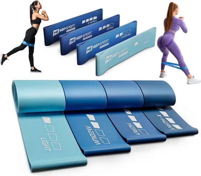Produktbild von Hop-Sport Fitnessbänder Widerstandsbänder aus Latex – Resistance Bands mit vier verschiedenen Widerstandsstufen