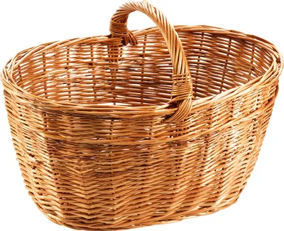 Produktbild von Kobolo Autokorb Einkaufskorb aus Weide handgeflochten mit flachem Griff 49x32x31 cm - zum Einkaufen Groß Universalkorb Henkelkorb mit Griff Trage Box