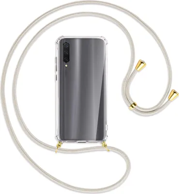 Produktbild von Handykette Backcover-Schutzhülle mit Band (Metall goldfarben) für Xiaomi Mi 9 Lite / CC9 - broken white