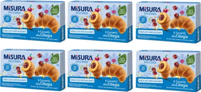 Produktbild von 6x Misura Dolcesenza Cornetti alla Ciliegia Senza Zuccheri Aggiunti Croissant mit Kirschfüllung Ohne Zuckerzusatz 290g