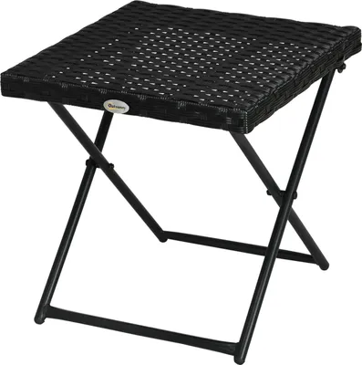 Produktbild von Beistelltisch Aus Polyrattan Klappbarer Gartentisch, Couchtisch, Balkontisch, Metall, Schwarz, 40 X 40 X 40 Cm