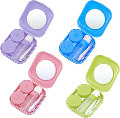 Productafbeelding van Contactlenzenhouderset 4 stuks met bewaardoos en inzethulp voor schone en hygiënische lenzen