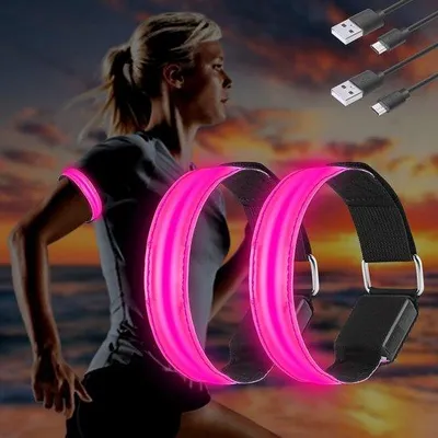 Produktbild von Reflektierendes Armband für Kinder, USB-Lichtband, 4 Stück, für Joggen, Laufen, Sport