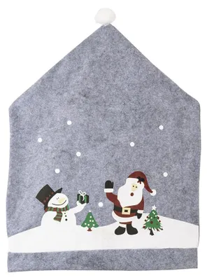 Weihnachts-Stuhlbezüge, 6 Stück, 48x65 cm, grau mit Weihnachtsmann-Muster