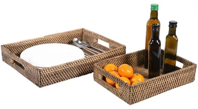 Produktbild von Rattan Tablett Lisa rechteckig, Größe:2er Set