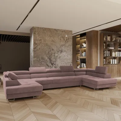 Produktbild von Masseno Ecksofa ISOLANO mit Schlaffunktion U-Form, Sofa mit Bettkasten, Wohnzimmersofa, Couch, Soffa, Bettsofa, Couchgarnitur- Lila, MONOLITH 62