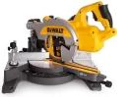 A DeWalt miter saw is shown against a white background.