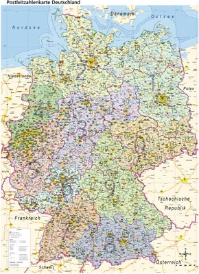 Produktbild von GeoMetro Landkarte Deutschland politisch mit Postleitzahlen PLZ (84 x 114 cm)