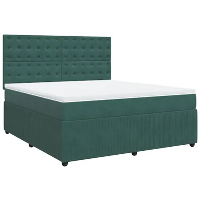 Produktbild von Boxspringbett mit Matratze Dunkelgrün 180x200 cm Samt