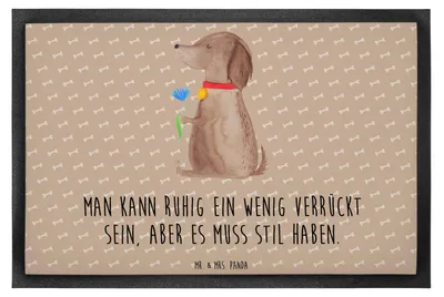 Produktbild von Mr. & Mrs. Panda fußmatte Hund Blume 40 x 60 cm - Hundeglück - Geschenk, Fußabstreifer, Schuhabstreifer, Bodenvorleger, Hundespruch, Haha, Hunde, Schmutzmatte, Süß
