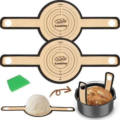 Zdjęcie produktu dla Silikonowa mata do pieczenia do piekarnika holenderskiego 2 PCS nieprzywierające długie uchwyty z nożykiem do ciasta