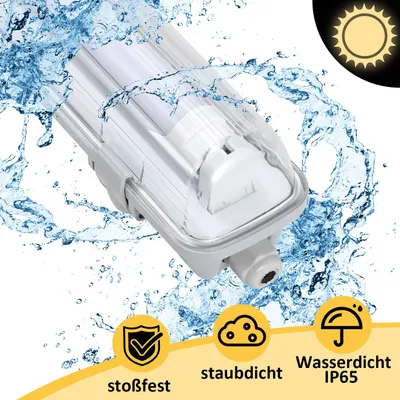 Produktbild von Ikodm LED Feuchtraumleuchte IP65 18W 120 cm T8 G13, Neutralweiß 4000K, Wannenleuchte für Keller Garage Werkstatt