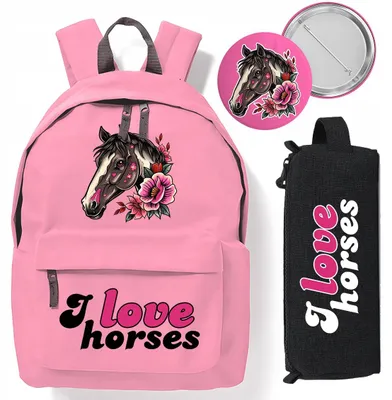 Produktbild von Funandstyle Rucksack & Federmäppchen Set Mädchen Pferde