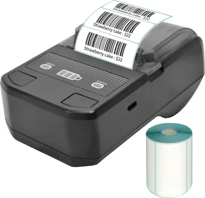 Produktbild von Tragbarer 58-mm-Thermo-Etikettendrucker Drahtloser BT-Mini-Etikettendrucker Barcode-Drucker mit wiederaufladbarem Akku Kompatibel mit Android iOS Windows fuer Einzelhandelsbekleidung Schmuck Preisschild Lageretikettendruck