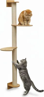 Produktbild von 130 cm Wandkratzbaum mit 2 Plateaus für Katzen - Sisal Kratzbaum zur Wandmontage