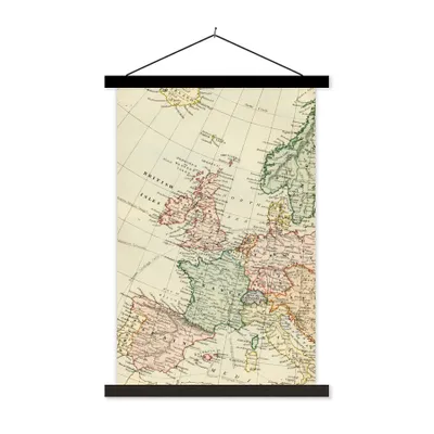 Produktbild von MuchoWow® Textilposter Weltkarte - Vintage - Europa 60x90 cm mit schwarzem Rahmen - Poster Wohnzimmer