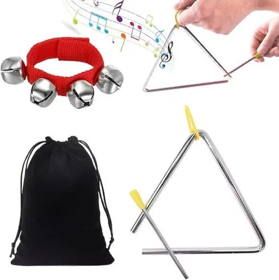 Productafbeelding van Muziek Instrument - Slagwerk Triangel - Muziek Ontdekken - Rubberen Grip - 12.5 cm - Zilver