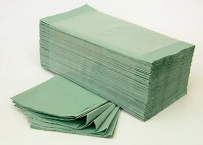 Produktbild von fripa Handtuchpapier VERDE, 25 x 23 cm, Falzung V-Falz/ZZ-Falz, 1-lagig, grün, Recycling, 20 Pack à 250 Blatt/Karton
