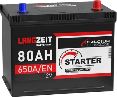 Produktbild von LANGZEIT ASIA Autobatterie 12v 80Ah 650A/EN ASIA Batterie Plus Pol Rechts ersetzt 70Ah
