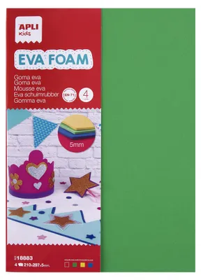 EVA-Schaumstoffplatten A4, 5 mm, 4 Farben, 4 Blatt