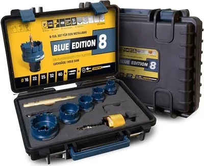 Produktbild von AMBOSS HM Flachschnitt Rapid Change Lochsägen Set 16. 22. 25. 32. 40mm + Schnellwechselaufnahme