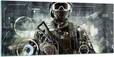 Produktbild von Bilder auf glas - Soldat Gewehr - 120x50cm - Glasbilder - Wandbilder - Kunstdruck - zum Aufhängen bereit - Wanddekoration aus Glas - Glas Bilder - Wandbild auf Glas - Einteilig - GAB120x50-4071