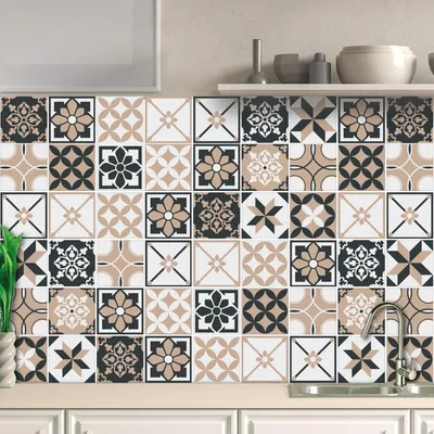 Imagen del producto de Calcomanías autoadhesivas, diseño vintage, 32 unidades, 10x10 cm, para baño y cocina