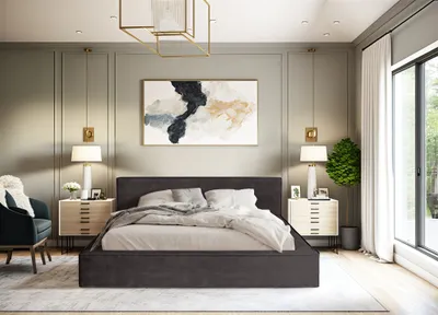 Produktbild von Polsterbett Doppelbett OMAHA 180x200cm in Stoff Macau Anthrazit
