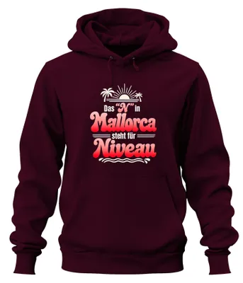 Zdjęcie produktu dla Bluza z kapturem "N" dla imprezy w stylu Ballermann na Majorce, kolor burgundowy, rozmiar XL