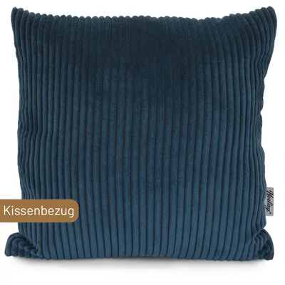 Produktbild von Herlag Kissenbezug ELLA 50 × 50 cm, Cord, Kissenhülle, flauschig, waschbar bis 40 °C,  100 , Hergestellt in Europa, Blau