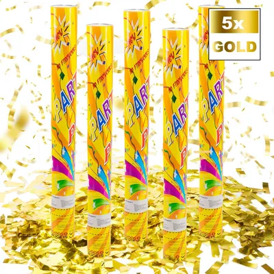 Produktbild von Konfettikanone - XXL Party Popper - Gold Lametta Metallic 60cm - 5 Stk